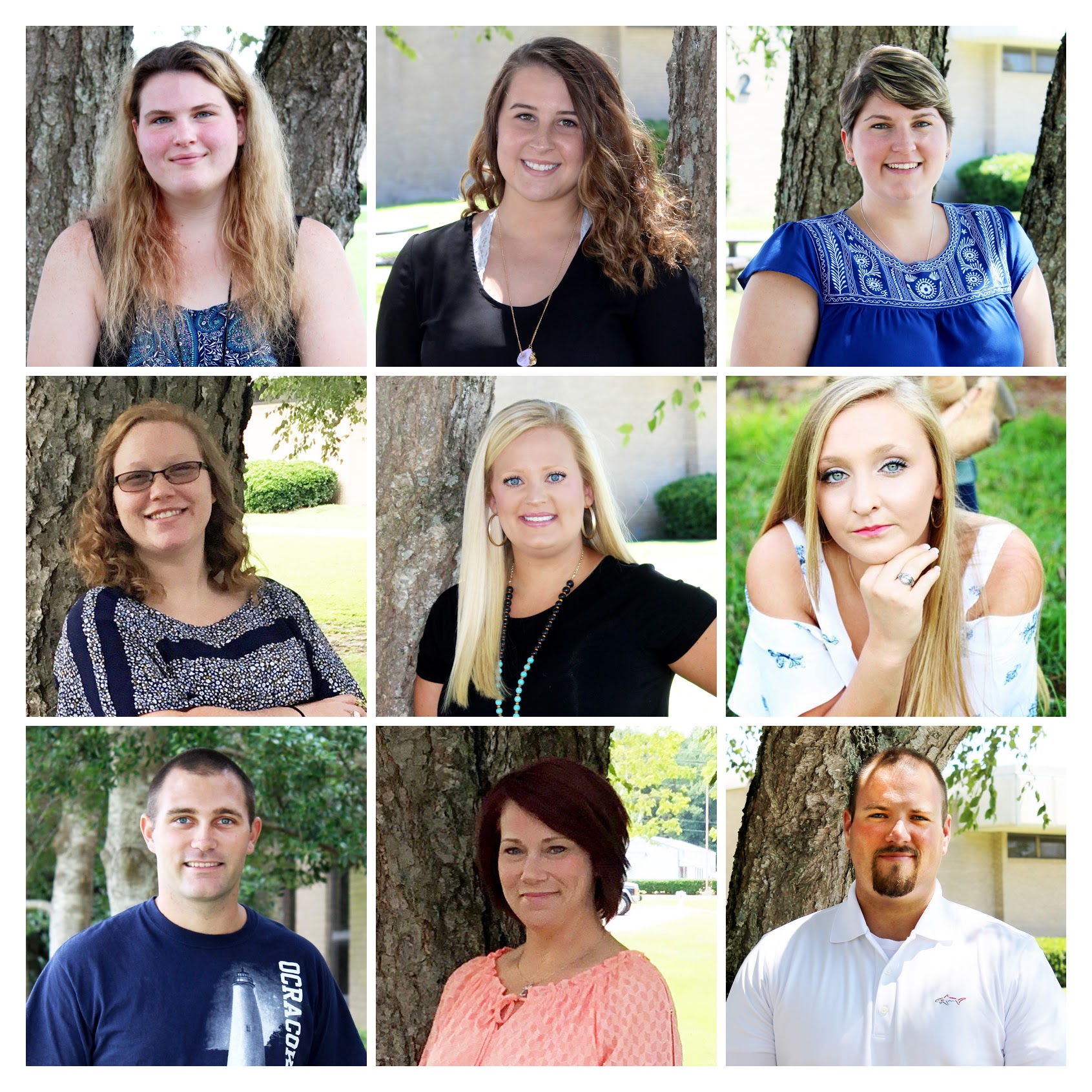 (top l-r) Caroline Boyd, Brittany Wiggins, Catherine Sanders, (middle) Christina Brown, Cameron Whitehead, Chaleigh Baynor, (bottom) Christopher Leaver, Cherry Taylor and Christopher Bright.