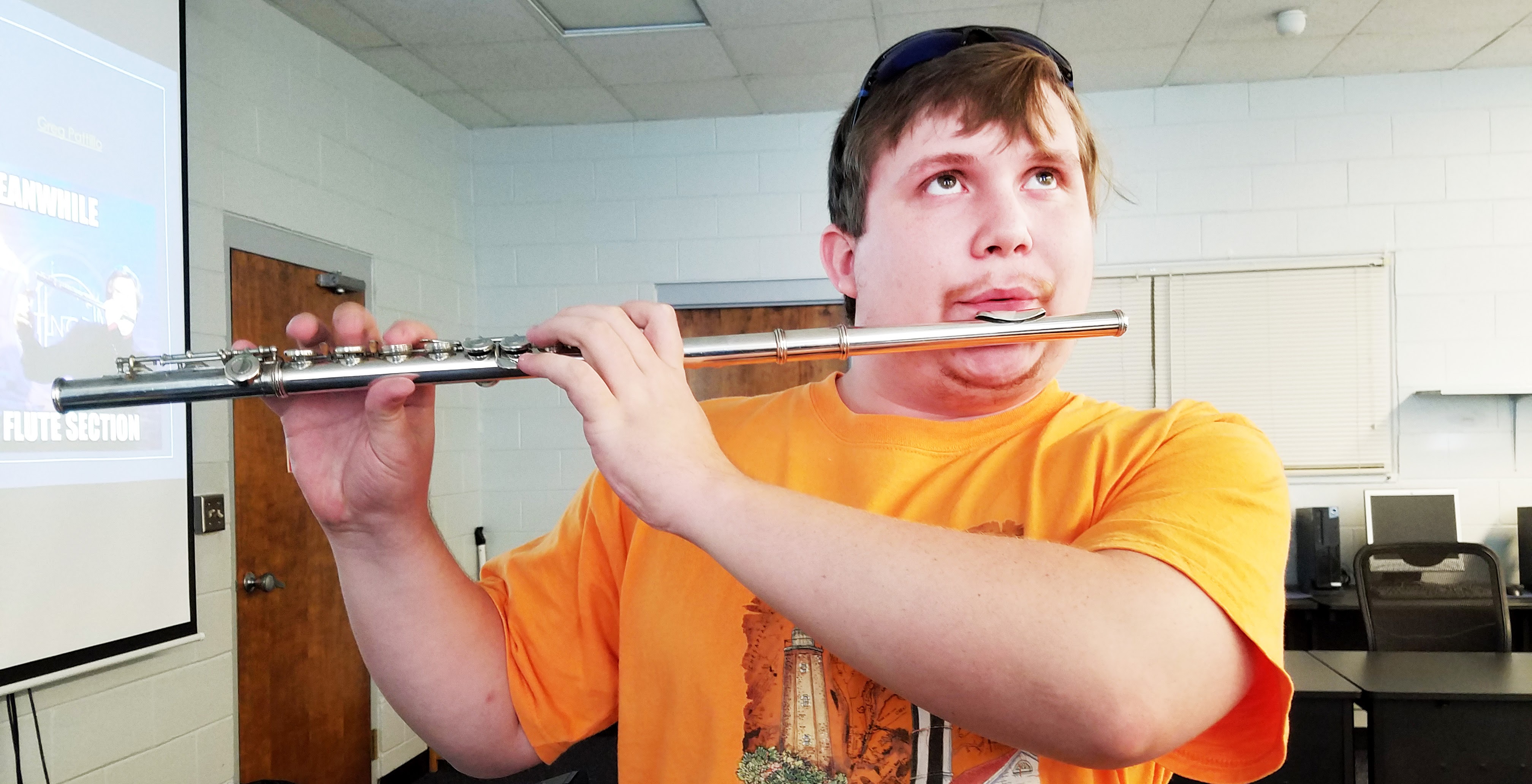 Student playing flute