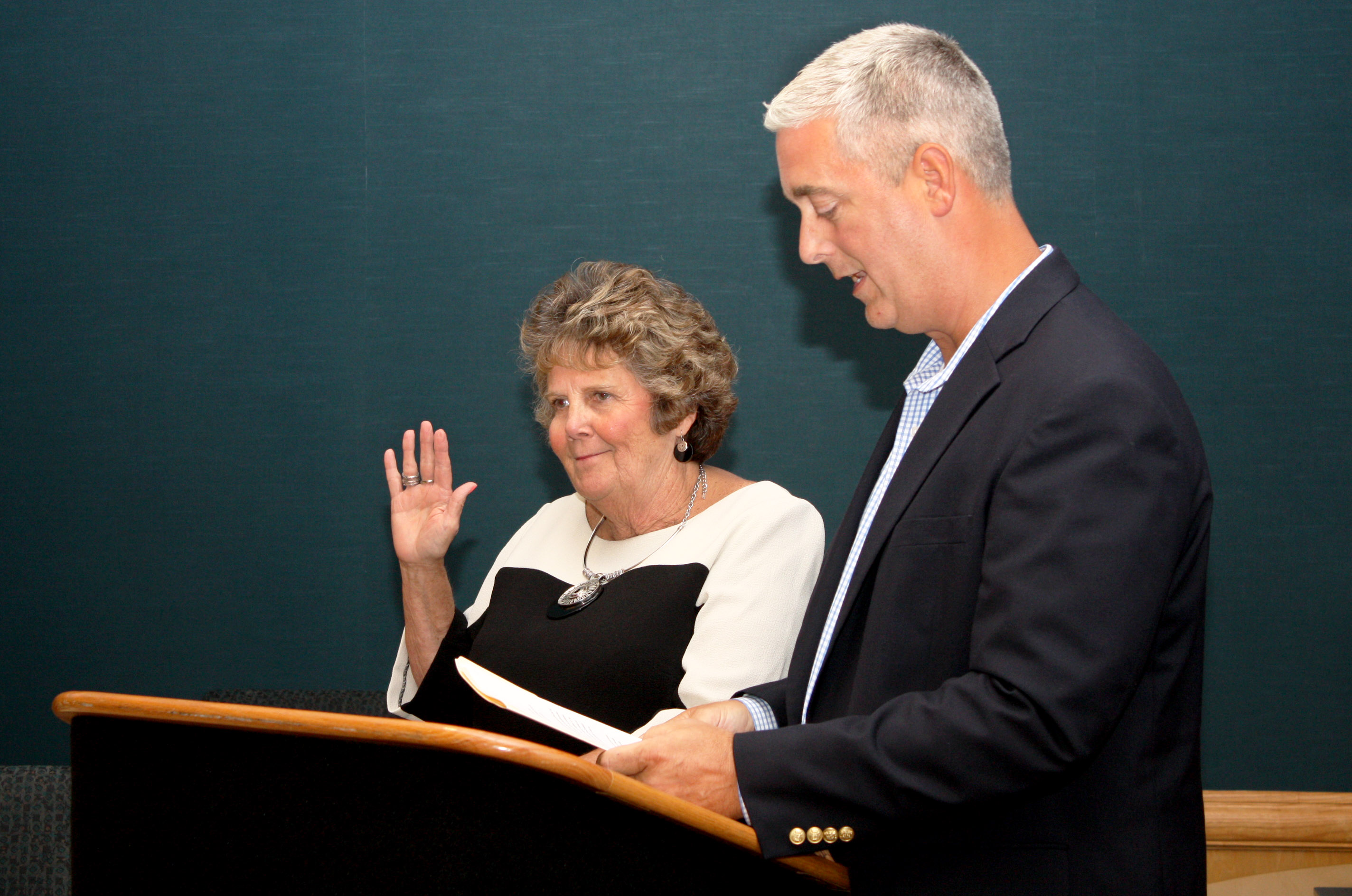 Photo of Mrs. Shavender swearing in.