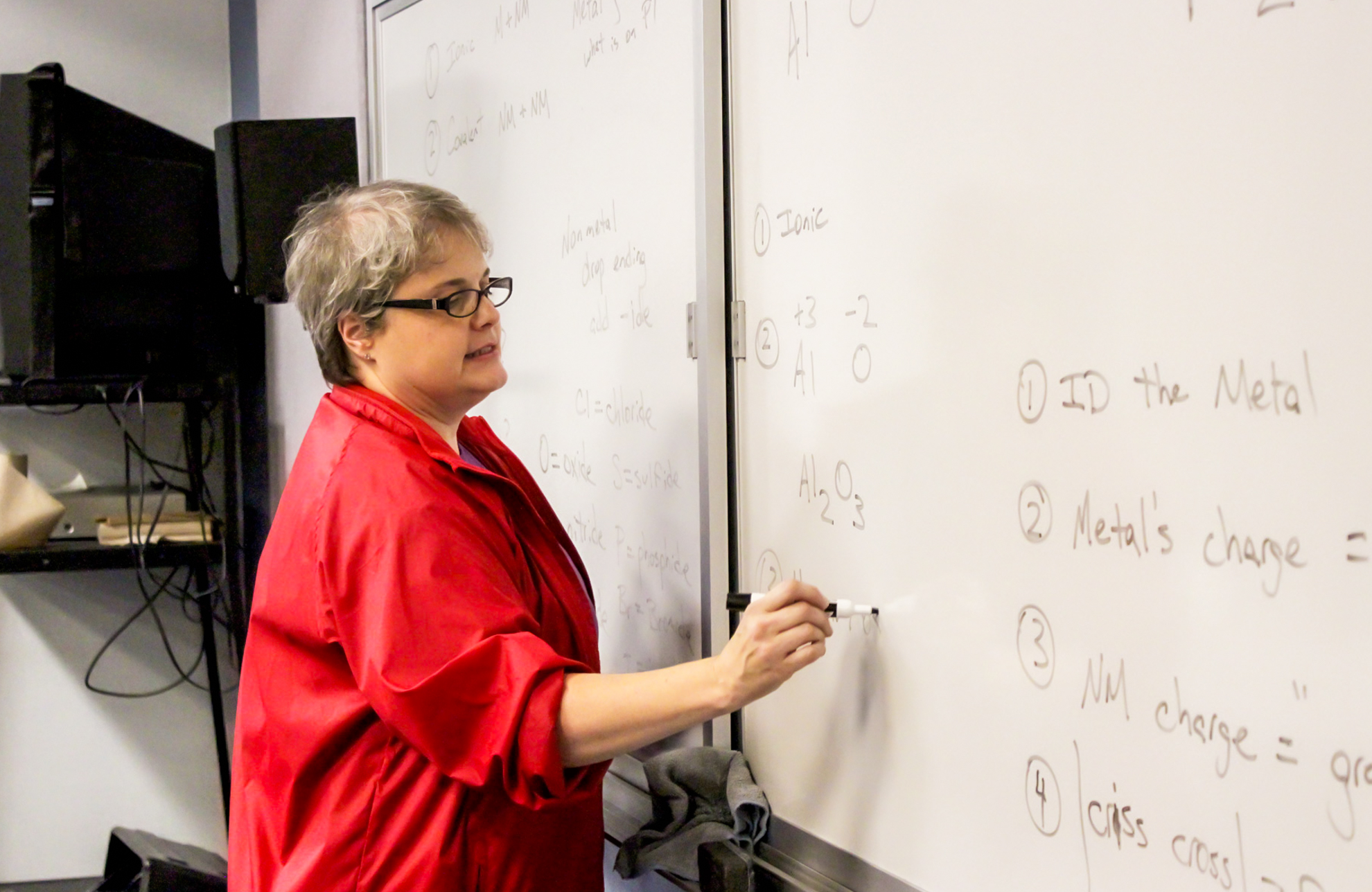 A teacher at a whiteboard