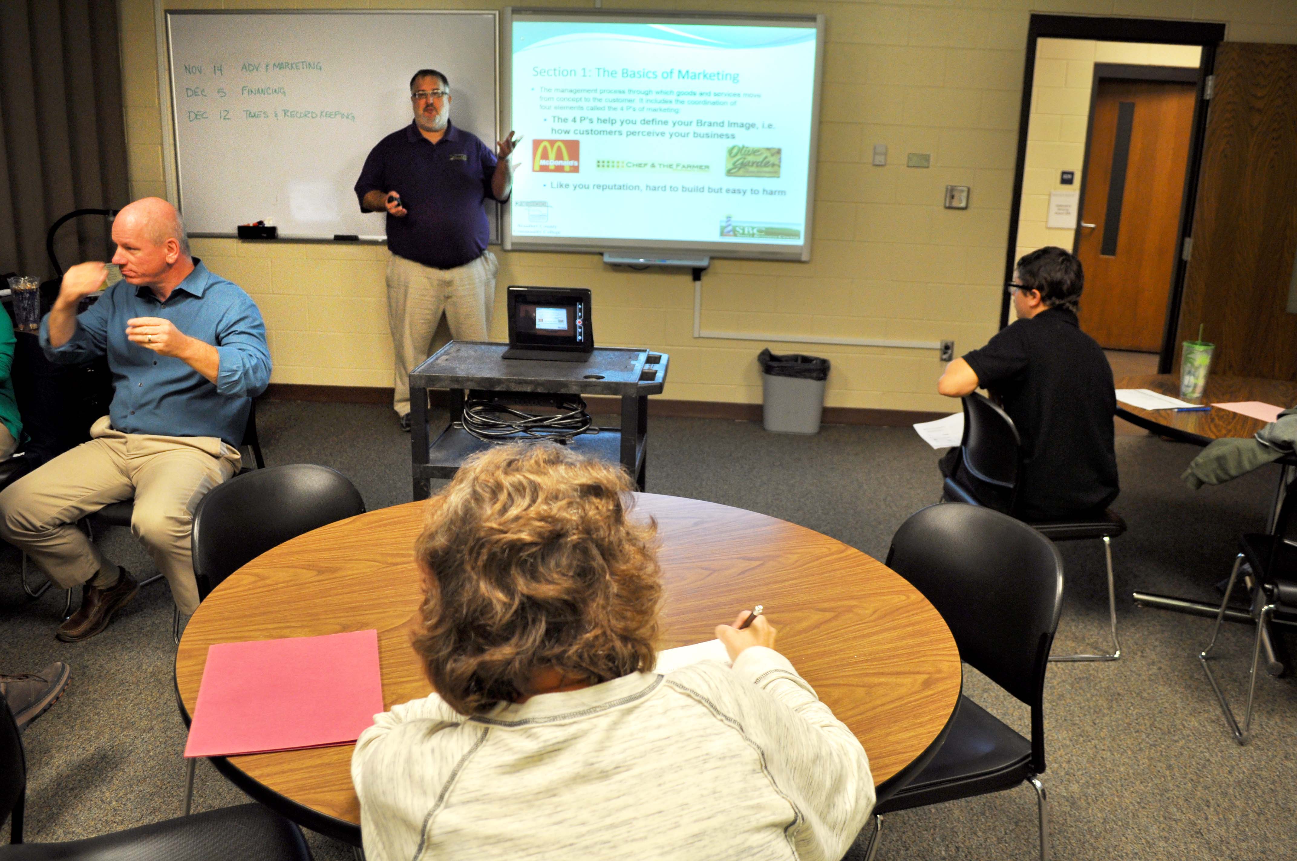 Photo of marketing night class.