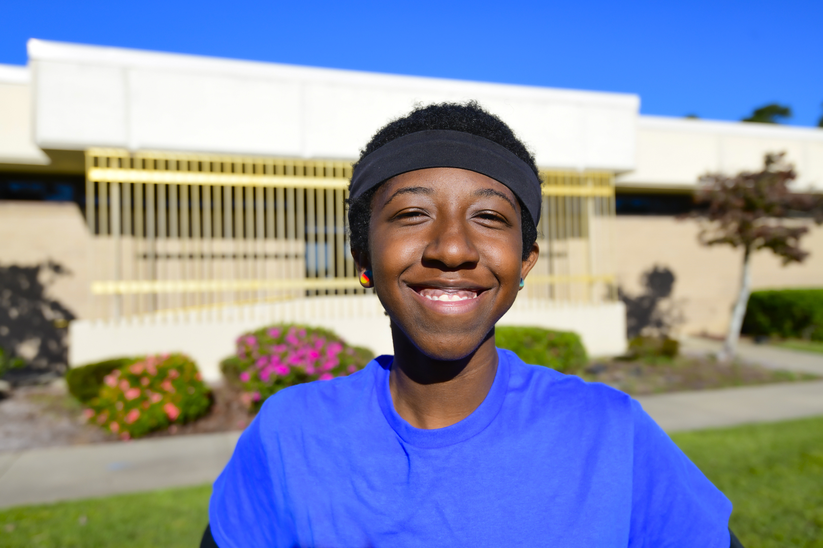 a person in a blue shirt